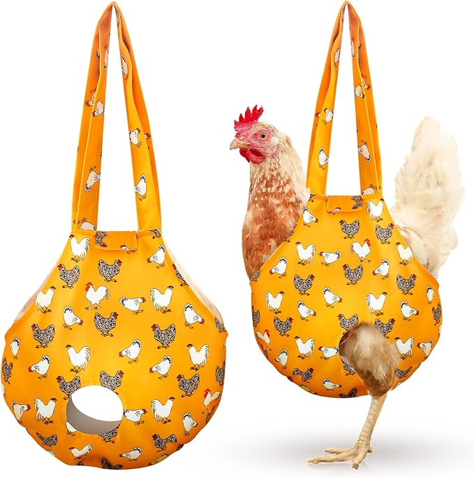 Paterr 2 Pack Chicken Holder Bag, Chicken Carrier Sling Catching Hand Bag Hen Sling with Handle Farm Supplies for Hen Rooster Transport Traveling Hiking Driving(Yellow,13.5 x 13.5 Inch)