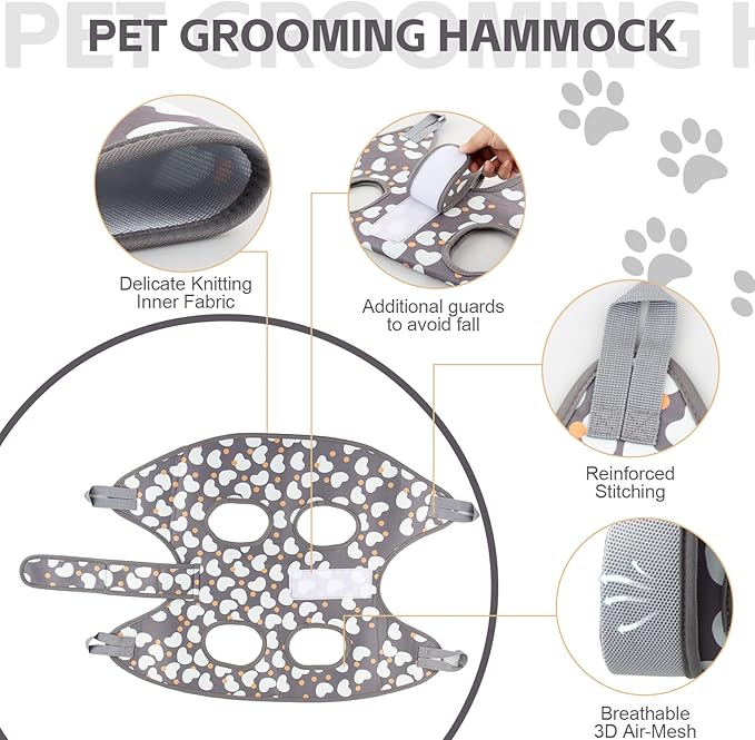 ATESON Dog Grooming Hammock Harness for Medium Dogs Nail Trimming, Dog Sling for Cutting Nails, Dog Hanging Holder Hanger for Clipping Nails with Nail Clippers, Nail File
