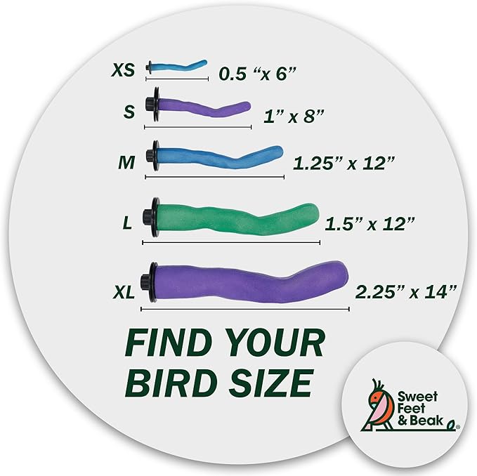Sweet Feet & Beak Safety Pumice Bird Perch, Medium 1-1/4" X 12", Lightweight Grinding Bird Perches for Cage - Bird Nail Trimming Perch for Healthy Beak & Feet - Multi-Size & Color Parrot Stand - Blue