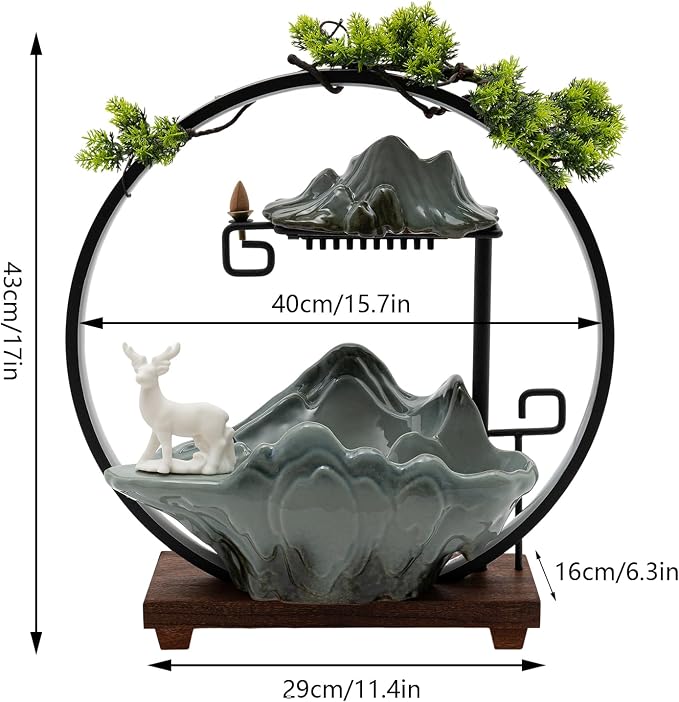 Indoor Fountain Rockery Tabletop Fountain with an Atomizer Elaxation | Water Feature Meditation Desktop Fountains for Home Office Decor or Giving 11.4' x 6'' x 3.7'' with LED Light