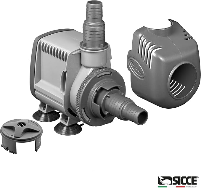 SICCE Syncra Silent 1.5 Multifunction 357 GPH Submersible Water Pump | Italian Made 23W Ultra Quiet Durable Aquarium Fish Tank, Fountain, Pond, Hydroponics, Terrarium Black | Freshwater & Saltwater