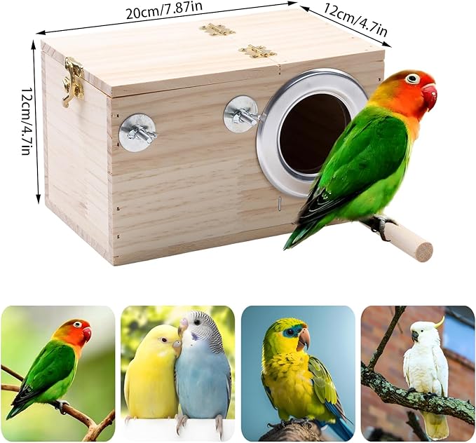 Parakeet Nesting Box - Bird House for Breeding Lovebirds, Cockatiels, Budgies, and Parrotlets – Includes Perch and Easy Access for Care (Style1)