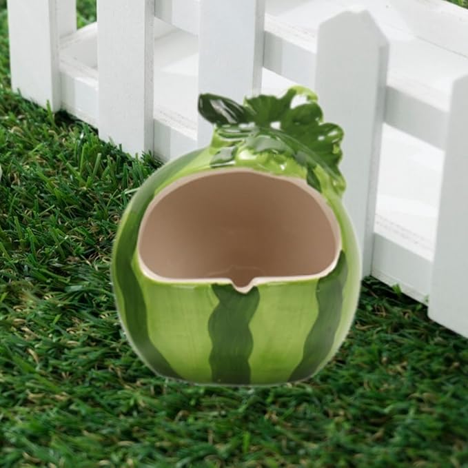 Ceramic Hamster House,Hut Cage,Hamster Cage Accessories,Cave,Cute Hamster Hideout Small Animal Hideout for Dwarf Hamste, Watermelon