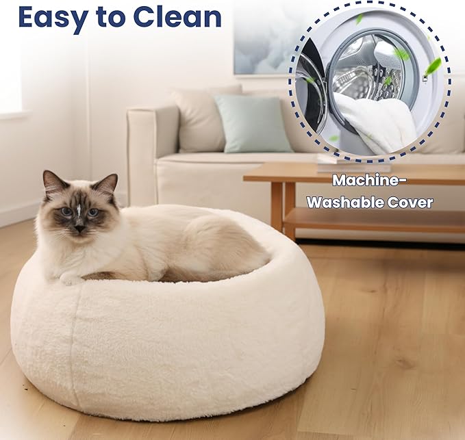 PAWSPIK Perfect Comfort Orthopedic Faux Rabbit Fur Memory Foam Cat & Small Dog Bed