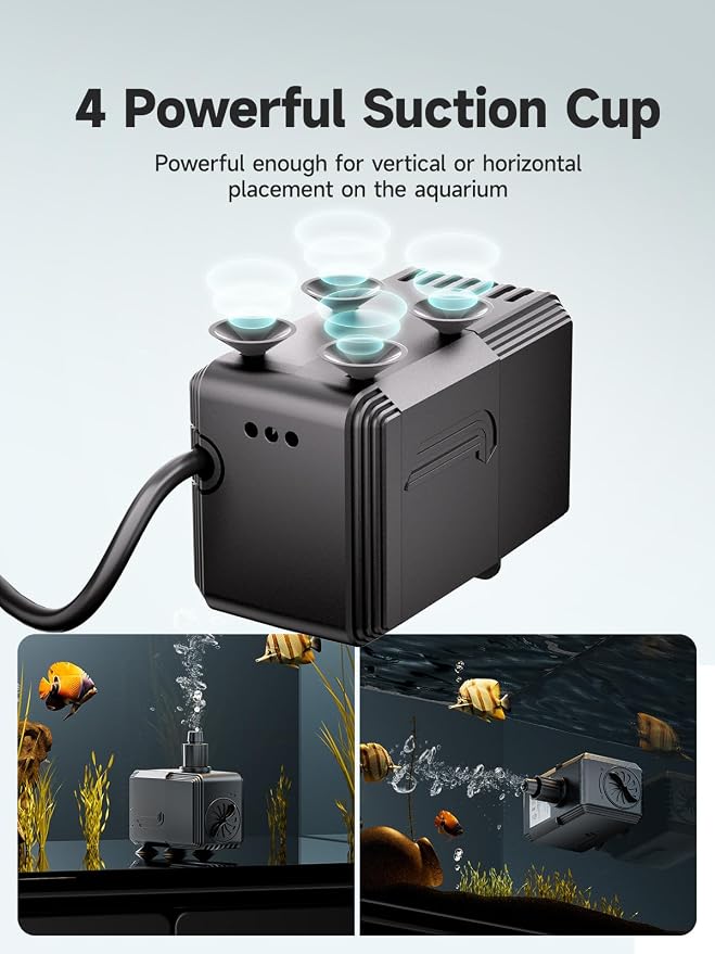 400GPH Amphibious Submersible Water Pump, 1500L/H 25W Ultra Quiet Aquarium Water Pump with 6.5ft High Lift, Adjustable Flow Control & 3 Nozzles for Fish Tank, Pond, Fountain, Waterfall, Hydroponics
