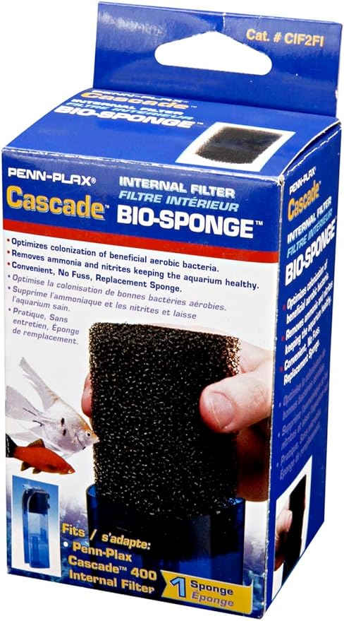 Penn-Plax Cascade 400 GPH Filter Replacement for CIF2 Filter. Bio-Sponge (1 Sponge) – Provides Physical and Biological Filtration for Freshwater and Saltwater Aquariums