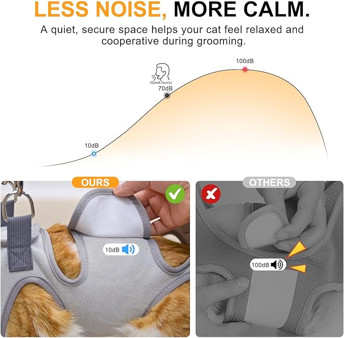 BEAUTYZOO Cat Grooming Hammock Harness for Cats Small Dogs-Self-Adherent Wrap Cat Holder for Cutting Nails,Cat Hammock with Cone Collar Soft to Stop Licking,Dog Hanging Sling Restraint Bag Cat Brushes