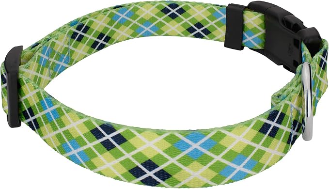 Country Brook Petz - Margarita Argyle Everyday Collar and Leash - Plaid and Argyle Collection Featuring Charming Designs (1 Inch, Extra Large)