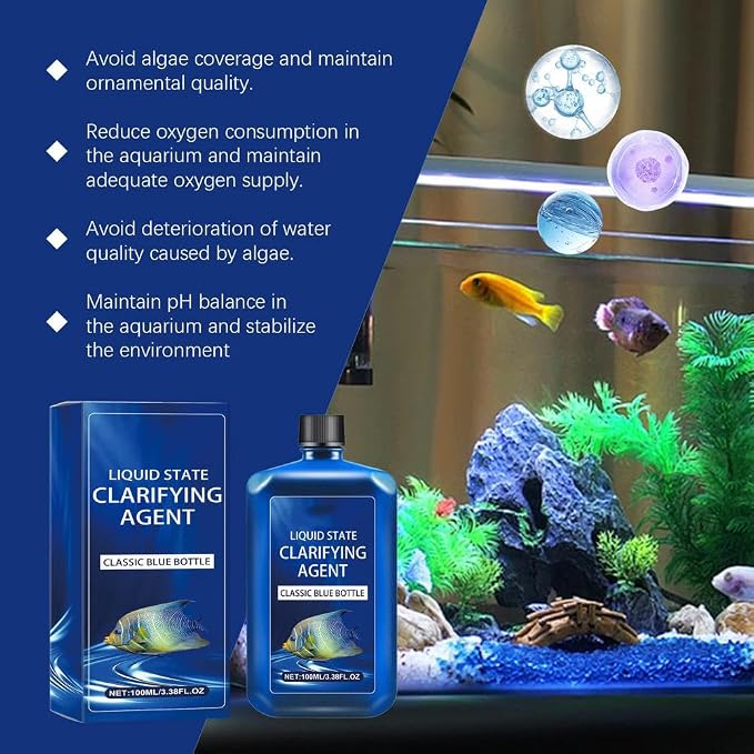Fast-Acting Aquarium Water Clarifier, 2026 Aquarium Water Conditioner Clarifier, Liquid State Clarifying Agent,Clears Cloudy Fish Tank, Liquid State Clarifying Agent, Safe & Gentle Formula