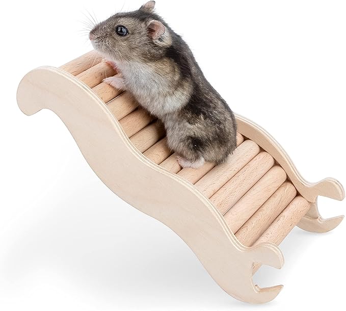 Niteangel Hamster Climbing Toy Wooden Ladder Bridge for Hamsters Gerbils Mice and Small Animals (Small - 6.3'' L)