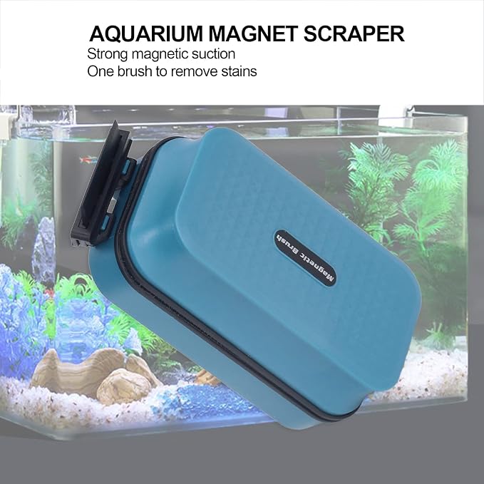 Aquarium Magnetic Brush, Fish Tank Glass Cleaner, Magnetic Glass Cleaner Brush, Multipurpose Double Sided Floating Magnetic Aquarium Algaes Scraper (Magnetic Brush + Ordinary Scraper)