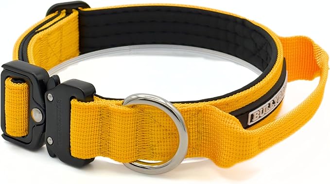 Tactical Dog Collar for Puppy, Heavy Duty Puppy Collar, Dog Collar for Small Dogs, Waterproof Dog Collar, Dog Training Collar, Quick-Release Metal Buckle, Adjustable Sizes – BULLYBREED (Yellow, Small)
