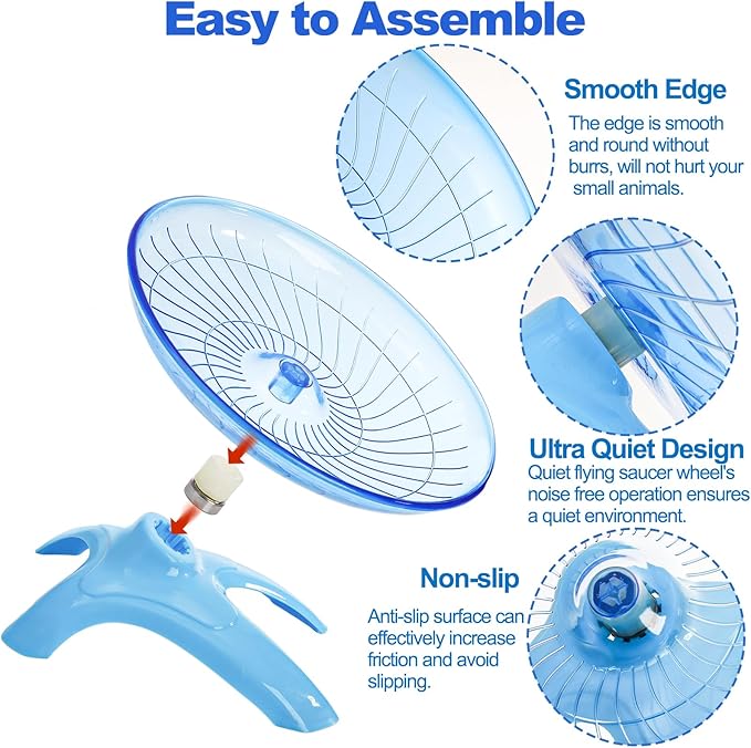 Foraineam 3 Pieces Silent Hamster Wheel, Hamster Flying Saucer, Quiet Spinner Running Exercise Wheels for Dwarf Hamsters, Gerbils, Mice, Hedgehogs, Guinea Pigs and Other Small Pets