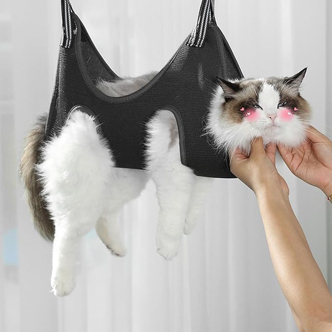 Cat Grooming Hammock Harness, Multifunctional Comfortable Pet Grooming Sling with Hook and Loop Fastener, for Brushing Nail Trimming Teeth Ear Cleaning at Home (XS)