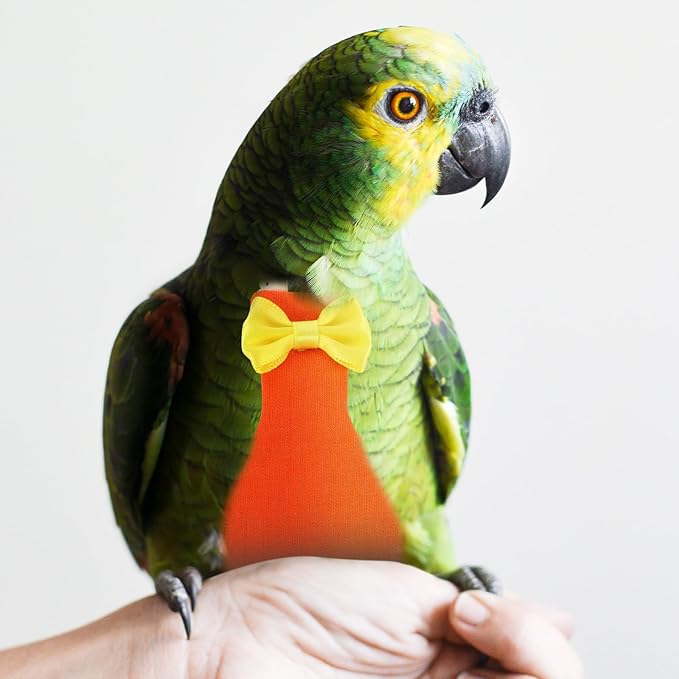 DOITOOL Parrot Flight Suit Diaper Bird Clothing Liner Orange Small Size Outdoor Conure Parakeet Diapers for Large Birds