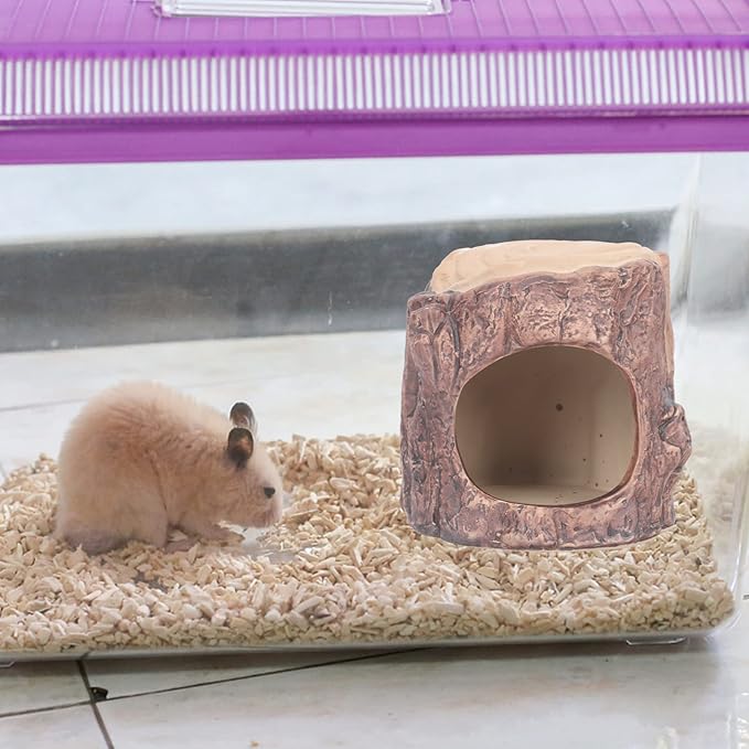 Yardwe Ceramic Hamster Nest Small Animal Hideout with Cooling Design Portable Pet Bed for Hamsters Gerbils Hedgehogs 4.5 Inch Square