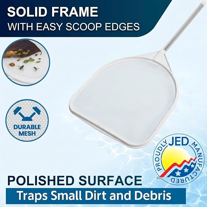 40-376F Hand Skimmer Net for Hot Tubs and Above Ground Pools, Pool Cleaning Supplies, Made in USA (2 ft, White)