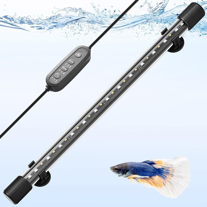 FEDOUR 18.9in Submersible Aquarium LED Light, 24/7 Mode Aquarium Lights with Full Spectrum RGBW LEDs, IP68 Waterproof Fish Tank Light with Dimming, Timming and Color Adjustable