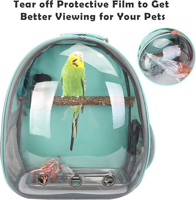 Bird Backpack, Bird Carrier Travel Cage with Perch, Portable Wildbird Carrier Bag, Parrot Parakeet Cockatiel Cage with Food Bowl & Stainless Steel Tray for Conures Budgie Canary Lovebirds Small Animal