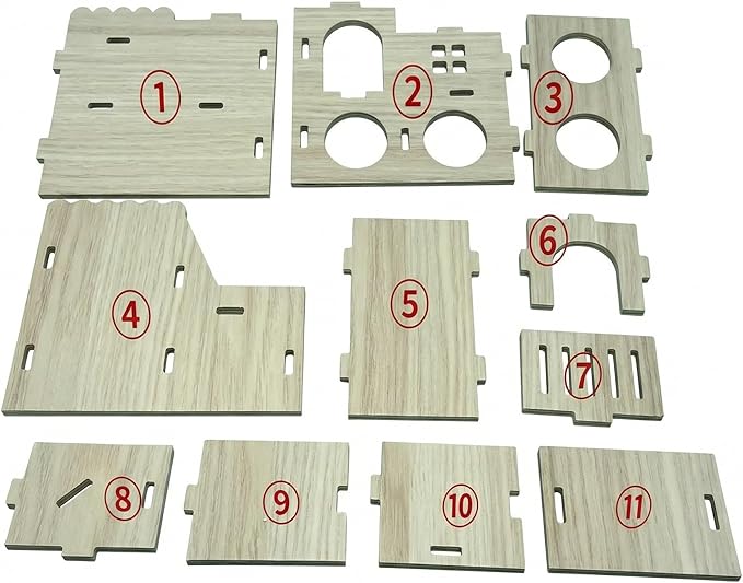Multi-Chamber Hamster Hideout & House, Natural Wood Small Animal Cage Accessories for Dwarf Hamsters, Gerbils and Mice – Ventilated Design with Structure (Model 1)