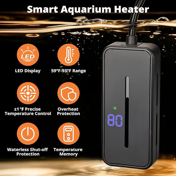 2.5 Gallon Small Fish Tank, Nano Aquarium with Heater, Ultra-Clear Glass, LED Light, Filter, Lid, Gravel and Rock, Desktop Beta Fish Aquarium Perfect for Shrimp, Snails or Live Plants | Ultra-Clear Glass Desktop Beta Habitat with LED Light, Filter, Lid...