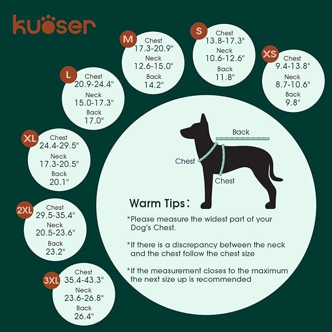 Kuoser Waterproof Dog Coat, Reversible Dog Jacket for Small Dogs, Adjustable Durable Doggie Winter Coat Warm Cozy Puppy Cold Weather Apparel from Small to Large Breed, Orange S