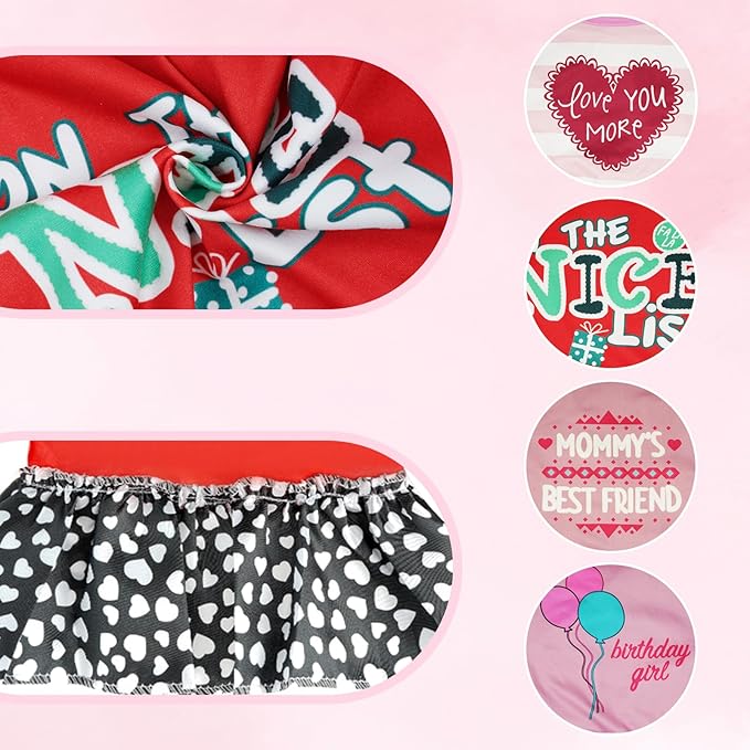 Pistha 4 Pack Adorable Puppy Dog Printed Clothes for Small Dogs - Girl Holiday Apparel Dresses(M)