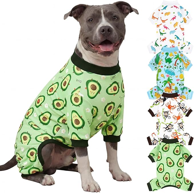 XPUDAC 4 Pack Dog Pajamas Soft Strechy Summer Doggie Clothes for Medium Large Dogs Boy Girl Dog Onesie Cat Apparel, 4XL