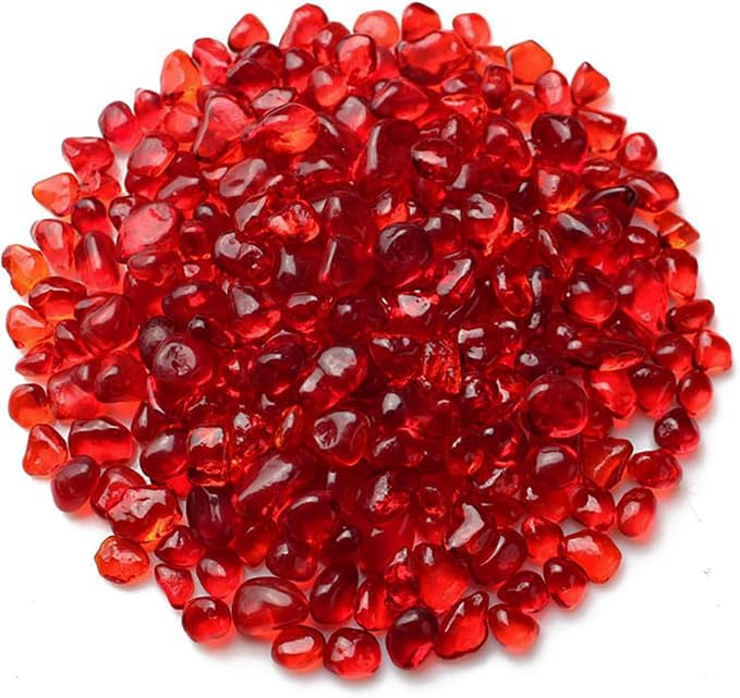 WAYBER 1 Pound Tumbled Sea Glass Pebbles Decorative Glass Stones, Red | Vivid Long-Lasting Hues, Lustrous Polished Finish, Non-Toxic Material, Ideal for DIY Crafts & Home Decorations