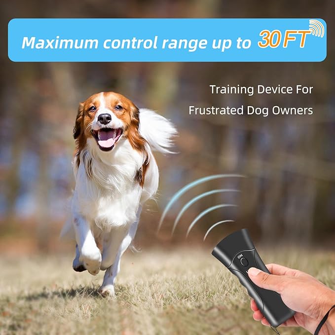 Anti Barking Device Ultrasonic Dog Deterrent Control Ultra Sonic Bark Deterrents Stop Waterproof Outdoor Corrector Devices 3 in 1 Frequencies Bark Guard Mod Trainer Stopper For Small Medium Large Dogs