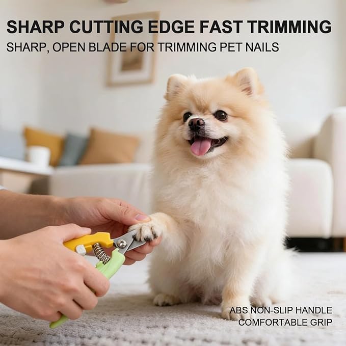 Yellow Green Dog Nail Clipper with Fish-Tail Ergonomic Handle Plier Style Dog Claw Clippers with Guard Heavy-Duty Dog Toenail Clippers Professional Pet Nail Trimmers for Large Dogs and Cats