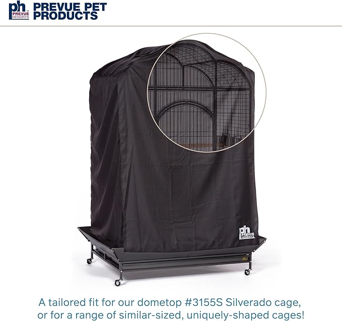 Prevue Pet Products Extra Large Bird Cage Cover - Good Night Cage Cover, Bird Accessories, Blocks Light, Breathable Nylon Fabric, Fits a Variety of Cage Sizes - Black, Size Extra Large