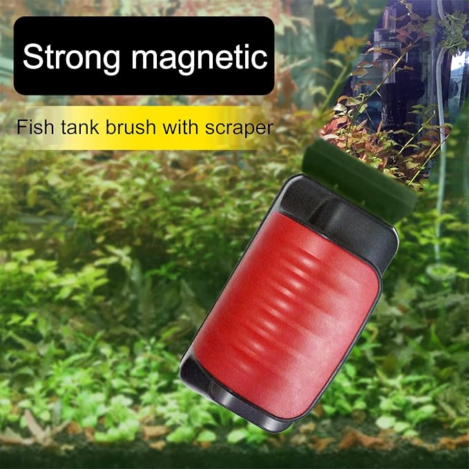Fish Tank Cleaner, Magnetic Fish Tank Brush Double‑Sided Floating Aquarium Glass Cleaner with Algae Scraper Scratch‑Free(S)