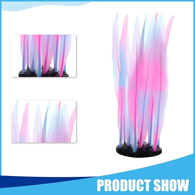 Aquarium Glowing Kelp Plant, Soft Silicone Glowing Decorations Pink