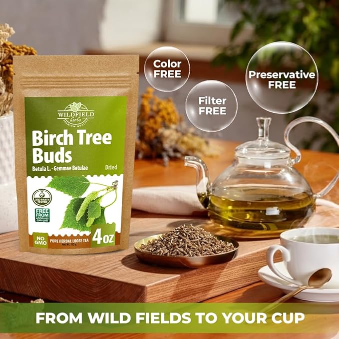 4 oz. Birch Tree Buds Herbal Tea (Betulae Gemmae) - 113g Dried Birch Tree Buds Betula Pendula Herb Tea Hojas Te De Abedul