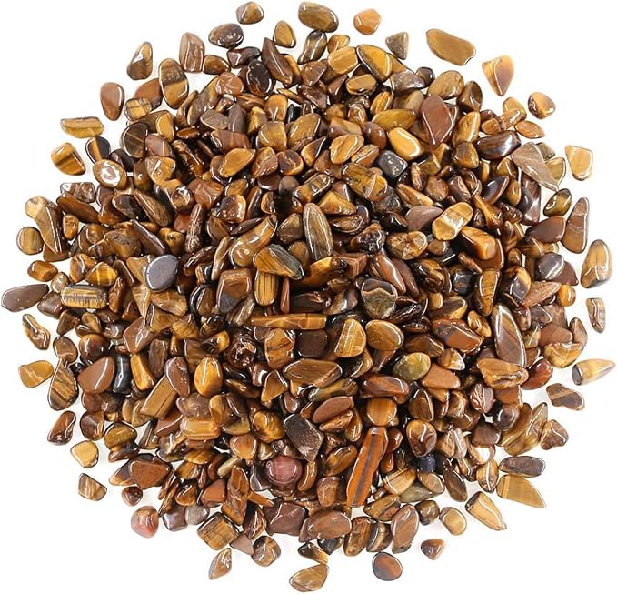 WAYBER Natural Crushed Golden Tiger's Eye Quartz Decorative Pebbles, 2 Lbs | Toxin-free, Colorfast, Great for Reiki Healing, DIY Crafts, Vase Filler, Aquarium Landscaping & Planter Décor