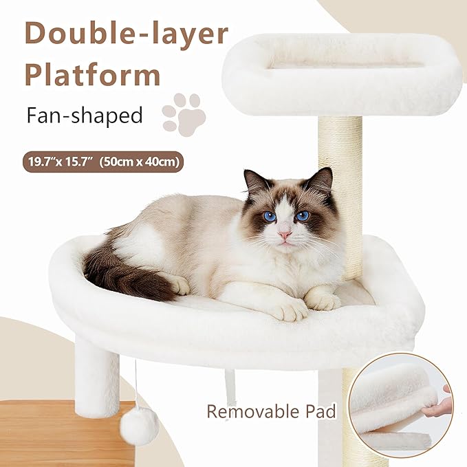 Gitelsnour Cat Tree, 70.9 Inch Wood Cat Tower for Large Cats Adult, Modern Cat Furniture with Double-Layer Wooden Cat Condo, 2 Platforms, Large Hammock and Scratching Posts, Walnut GCT102WB