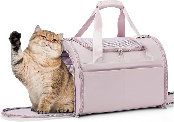 Cat Carrier Soft, Pet Dog Carrier Soft-Sided Airline Approved, Pet Travel Carrier Up to 20lbs, Collapsible Cat Carrier Dog Carrier for Medium Cats Small Dogs, Pink