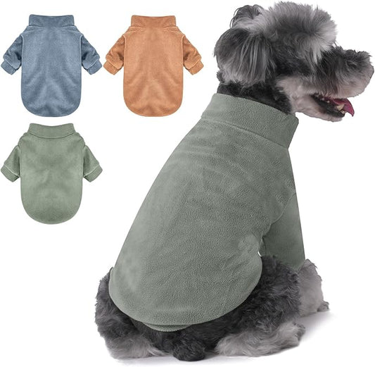 GYALAPERI Dog Sweater, 3 Pack Dog Sweaters for Small Dogs Girl Boy, Ultra Soft Warm Puppy Clothes Coat for Winter (Lt Blue+Olive+Brown, XX-Large)