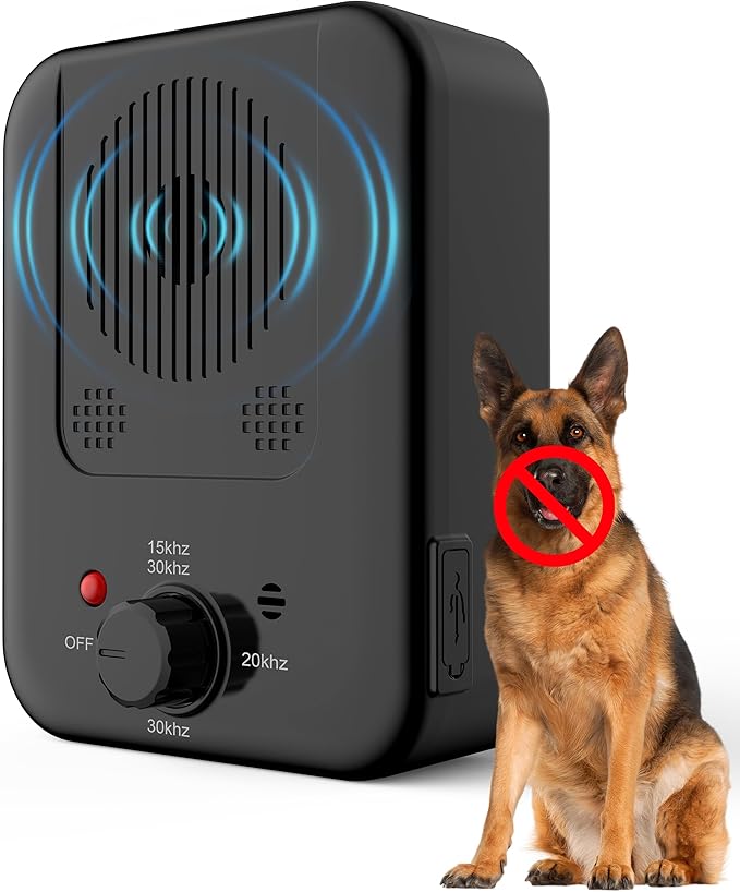 Ultrasonic Bark Control Device – 3 Adjustable Modes for Small, Medium & Large Dogs, 32ft Range, Suitable for Indoor & Outdoor Use (Black)