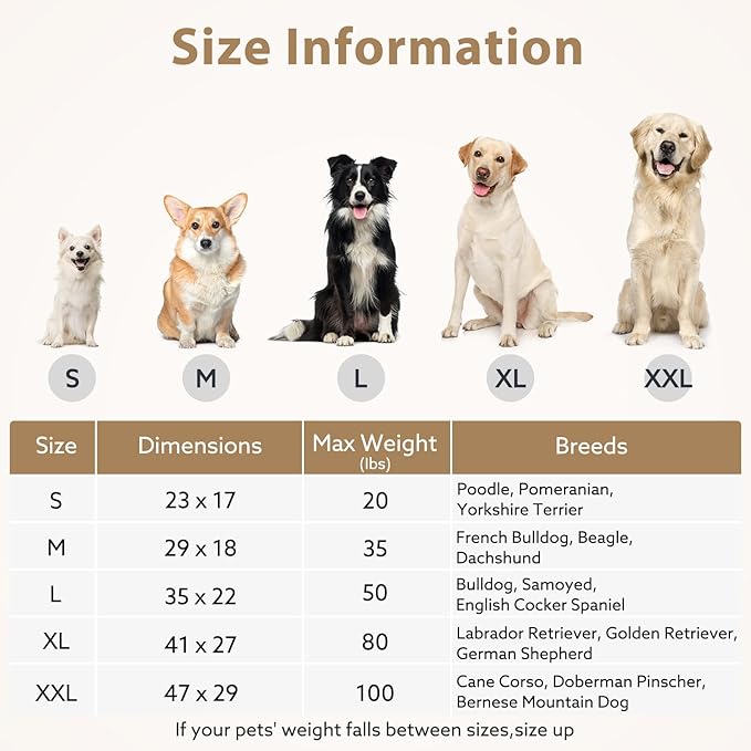 JOEJOY Orthopedic Medium Dog Bed, Washable Dog Crate Bed Medium Sized with Removable Cover, Egg Memory Foam Pet Beds, Brown, 29"x18"