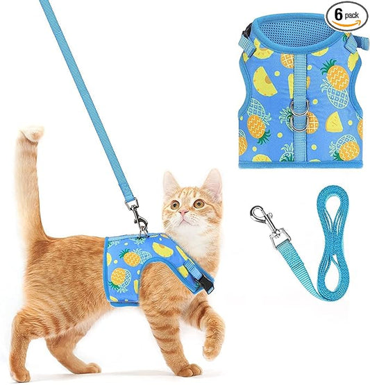 PUPTECK Soft Mesh Cat Vest Harness and Leash Set Puppy Padded Pet Harnesses Escape Proof for Cats Small Dogs Rabbits Bunny