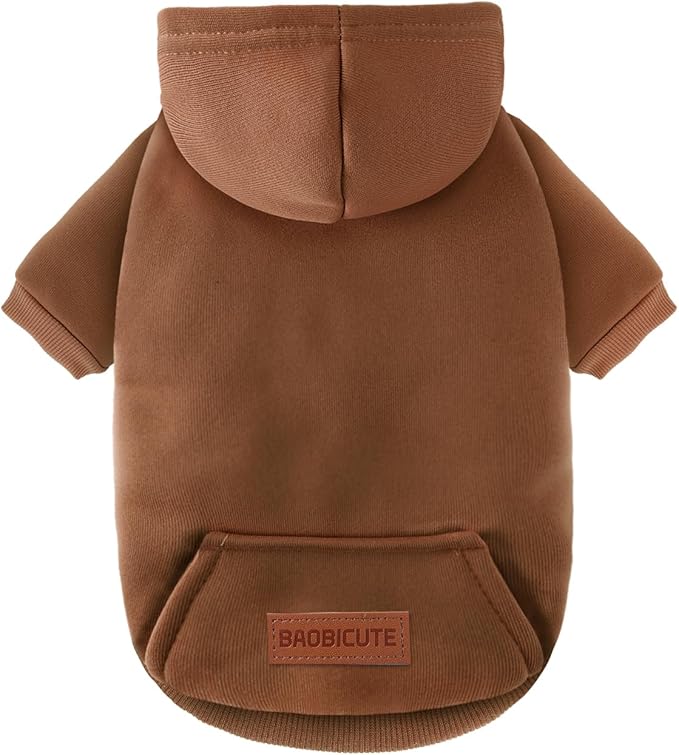 2 Pack Dog Hoodie Warm Hood Dog Sweater Cold Weather Small Dogs Sweatshirt Comfort Pet Clothes for Small Medium Dogs with Pockets (Coffee, M (Back: 11.4",Chest: 16.9", 5.8-8.8 lbs))