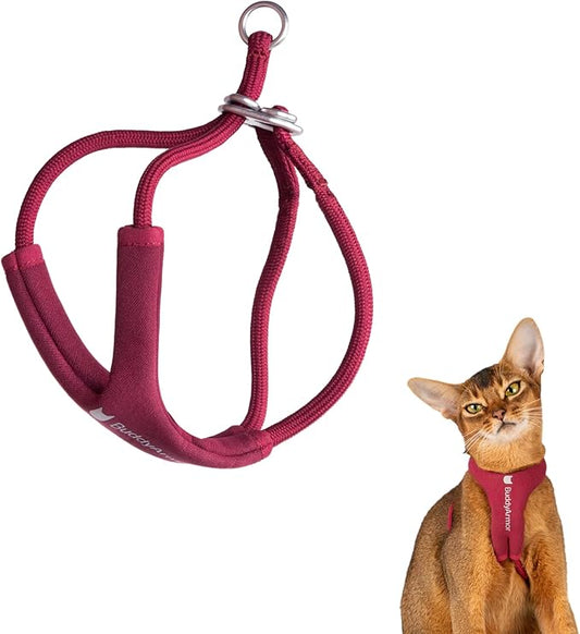 Escape Proof Y Shape Cat Harness Anti-Choke Adjustable Comfortable Padded Cat Vest Harness Anti Escape Cat Rope Harness for Kitten Small Medium Large Cats (Burgundy, L)