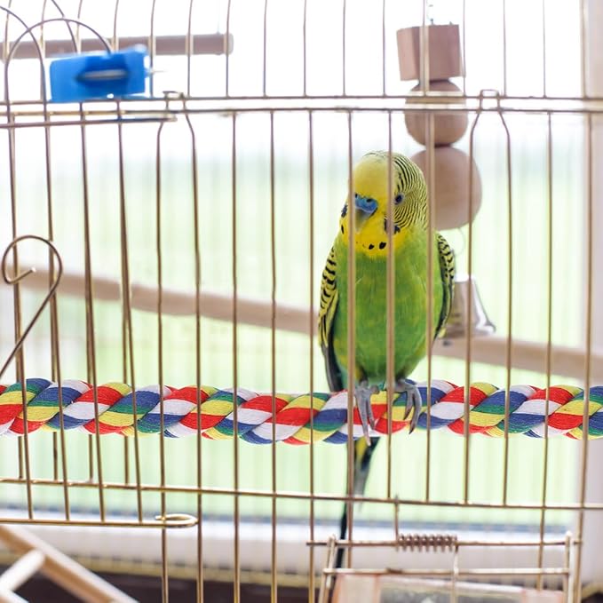 iplusmile Parrot Rope Perch 31.5 Inch Durable Cotton Climbing Toy for Birds Cage Chew Toy for Large Parrots Budgies Cockatiels and Conures Stress Relief and Exercise Accessory