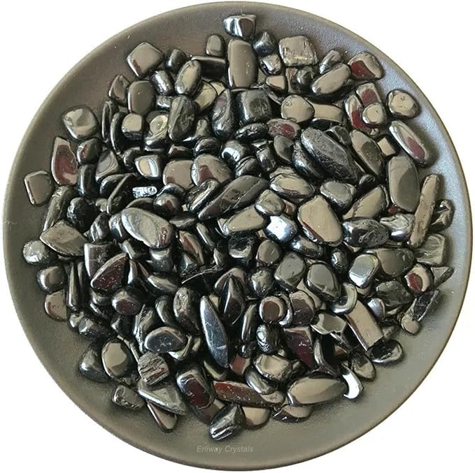Erliway 100g Natural Black Tourmaline Crystal Chips 7-9mm Tumbled Stones | Small Crushed Crystal Stone, Polished Crystals Chips for Fish Tank, Healing Tumbled Rocks for Reiki Jewelry Making Home Décor