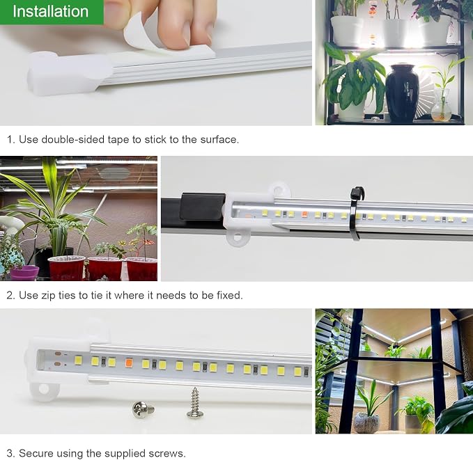 Wiaxulay LED Plant Grow Light Strips, 6000K White Grow Lights for Indoor Plants Full Spectrum, 3 Bars/16 in Grow Lamp with 6/12/16 Hrs Timer, 5 Brightness for Green House, Hydroponics, Seed Starting | 3 Bars 1 Pack, 6000K Growing Lamp with 3 Lighting M...
