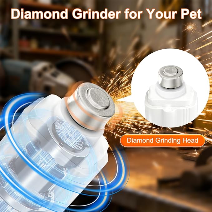 2-in-1 Dog Nail Grinder & Cat Nail Clippers Trimmers for Large Medium Small Dogs Cats Claw Trimmer Quick Sensor with 2 LED Lights Safety Guard USB Rechargeable Dogs Nail Trimmer (White)