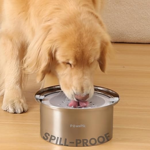 PawsPik Spill Proof Stainless Steel Dog Water Bowl – 4L Slow Drinking Pet Bowl with Floating Tray, Non-Tip, BPA-Free, Dishwasher Safe – for Large Dogs & Multi-Pet Homes