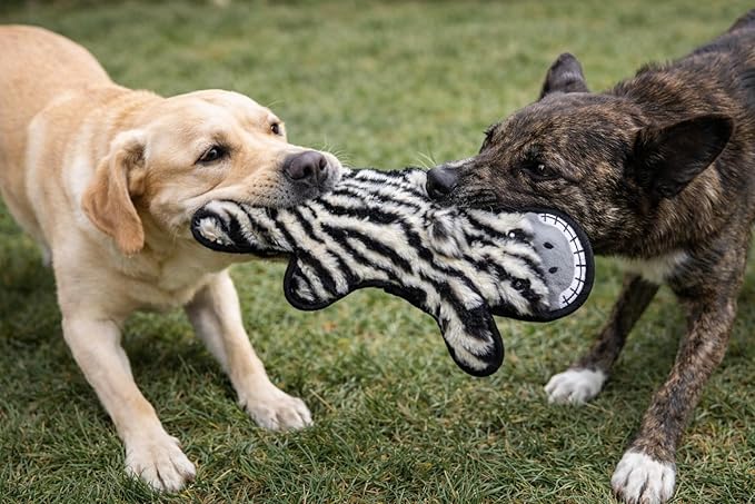 Jalousie 5 Pack Ultra Tough No Stuffing Squeaky Dog Toys for Large Dogs No Mess Interactive Durable Plush Chew Toy Indestructible Dog 6 Layers (5 Pack Strong Plushy Animal Pattern, Small to Medium)